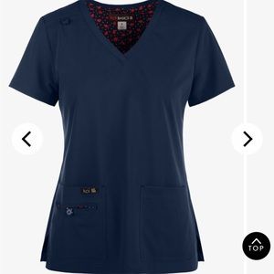 koi Basics Becca Women's 4-Pocket STRETCH V-Neck Scrub Top- navy